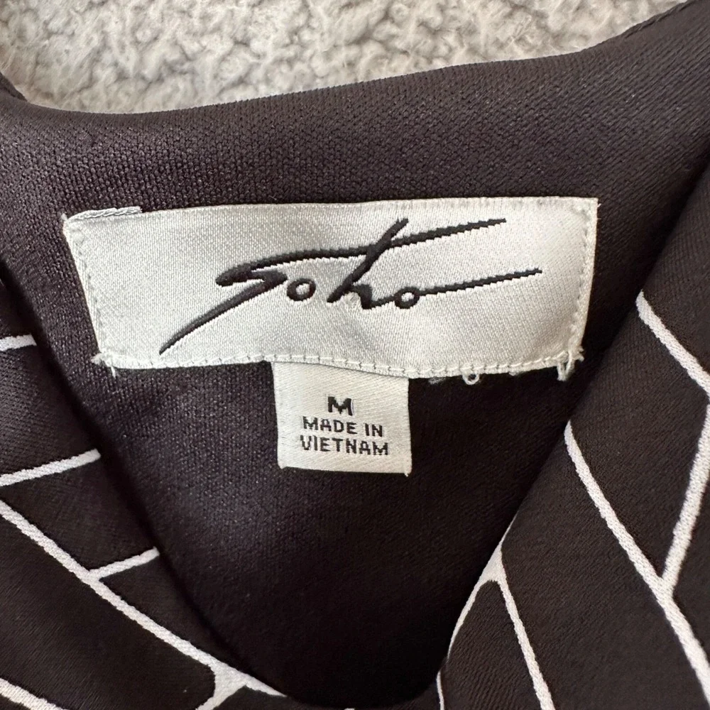 Soho Jumpsuit Womens Size Medium Black White Casual Basic‎ Y2K Liquid Knit